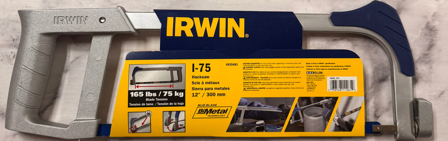 IRWIN I-75 Hacksaw 12 Inch 300mm 90 Degrees Lifetime Guarantee
