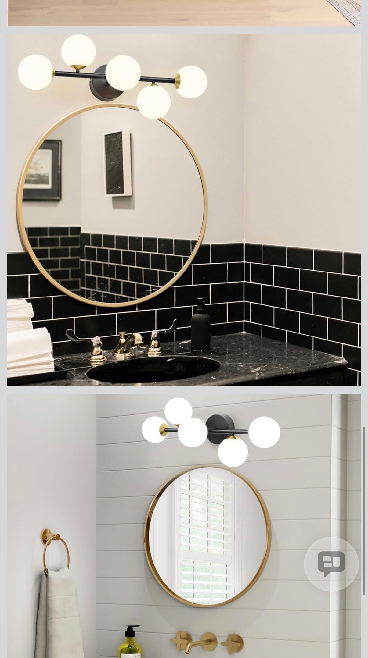 Bathroom Vanity Lights, 5-Light Black and Gold LED Bathroom Light Fixtures, Mid Century Modern Dimmable LED Bathroom Lights Ceiling Light, Wall Sconces Wall Lights with Frosted Milk Glass, 3000K