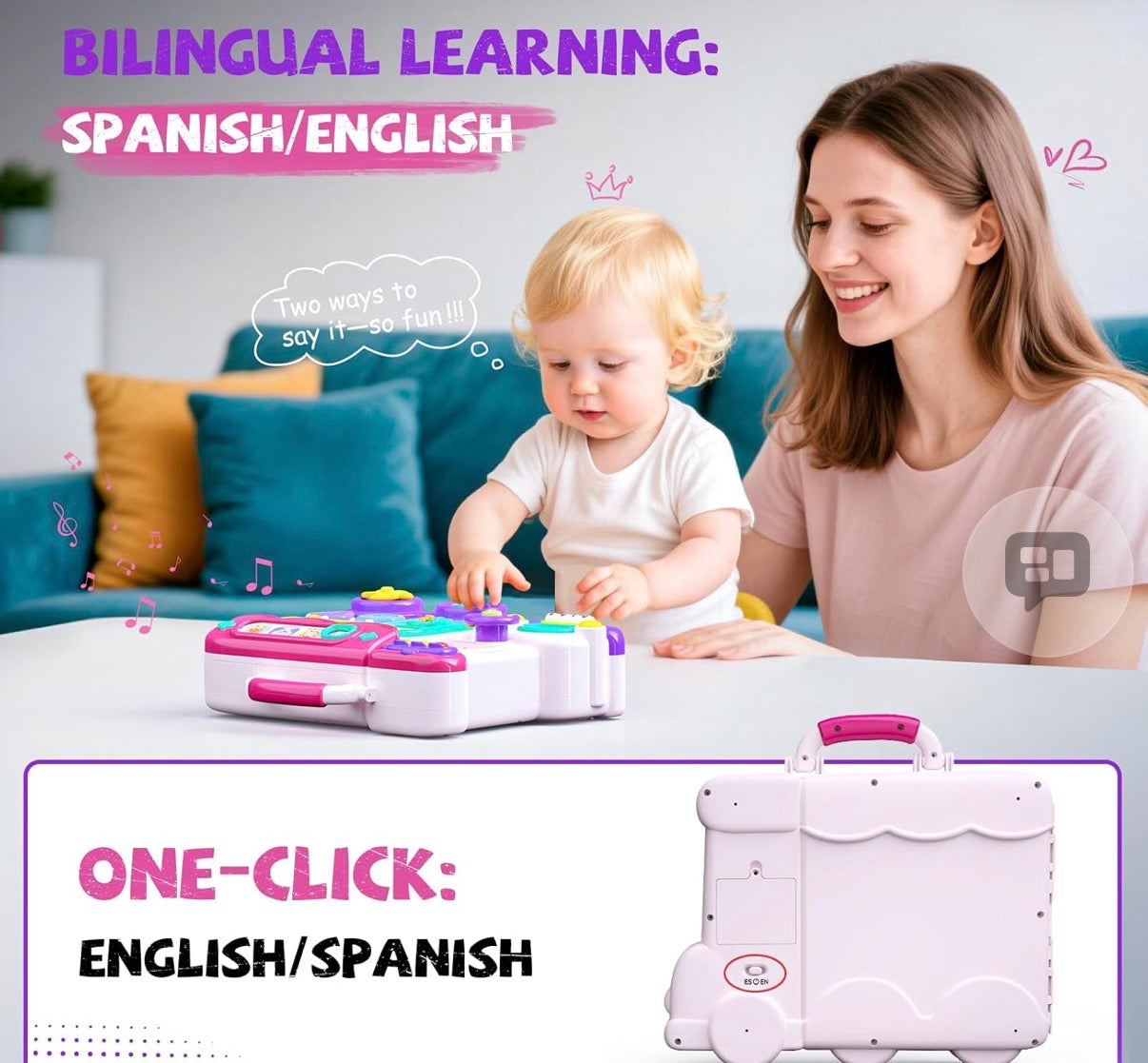 54-in-1 English & Spanish Busy Board Montessori Toys Gift for 1 2 Year Old Girls, Educational Montessori Learning Toys for 1 Year Old, Christmas Toys Gifts for 1 2 Year Old Girl, 1 Year Old Gift Toy