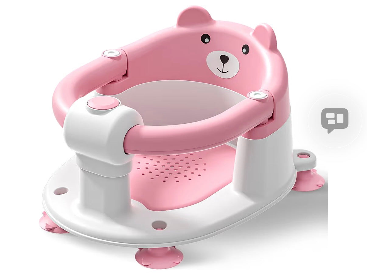 Baby Bath Seat for Babies 6 Months & Up, Toddler Bath Seats for Babies Sitting Up, Non-Slip Infant Bath Tub Chair with 4 Suction Cups & Soft Cushion for Shower, Compact Toddler Bathtub Seat, Pink