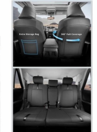 CoverCenter® for Toyota 4Runner Seat Covers 2011-2024(2-Row,5 Seats Model ONLY), Custom-Fit Full Set Black with Carbon Fiber Seat Cover for 4Runner 2024 2023 2022-2011 Luxury Leather Accessories