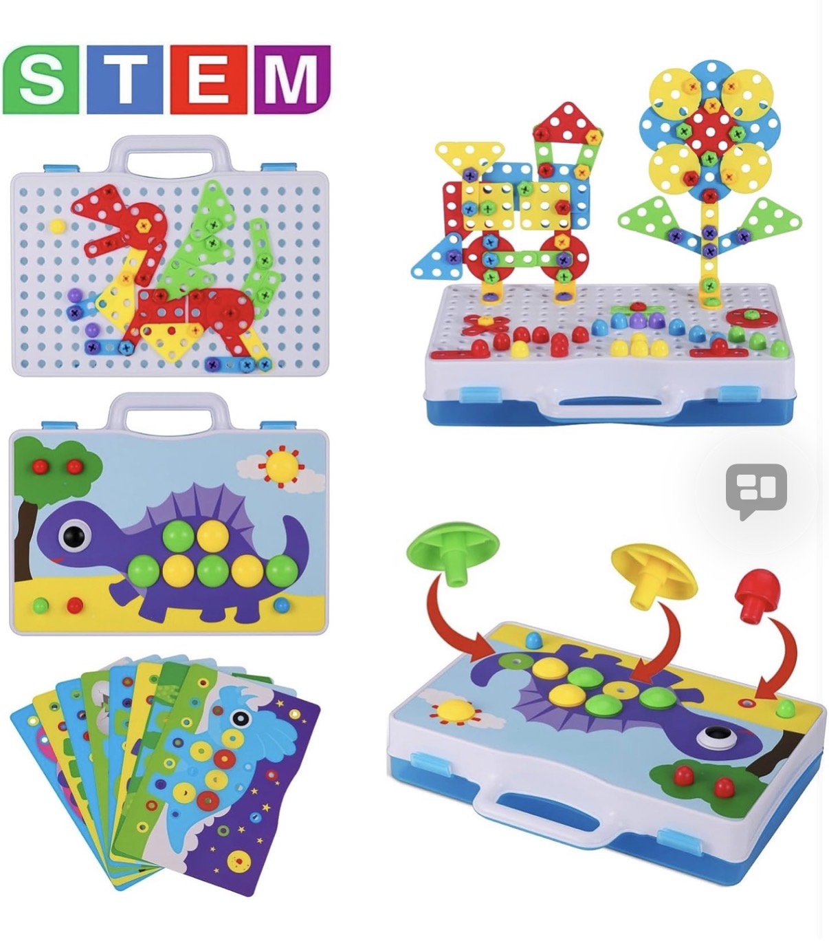 STEM Building Toys for Kids Ages 4-8 | 224-Piece STEM Drill & Build Kit with Screwdriver, Pegboard | Educational Toys for 5+ Year Old Boys Girls | Gift for Birthdays