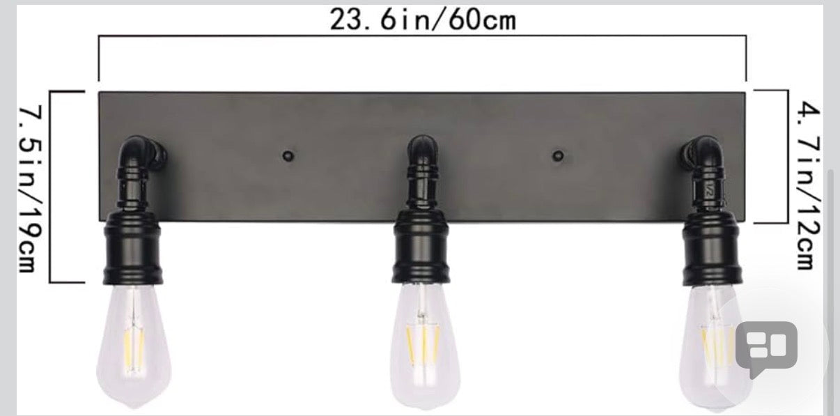 3 Lights Bathroom Vanity Light Fixture, Industrial Metal Water Pipe Wall Sconces for Bedroom Dressing Room Powder Room Entryway