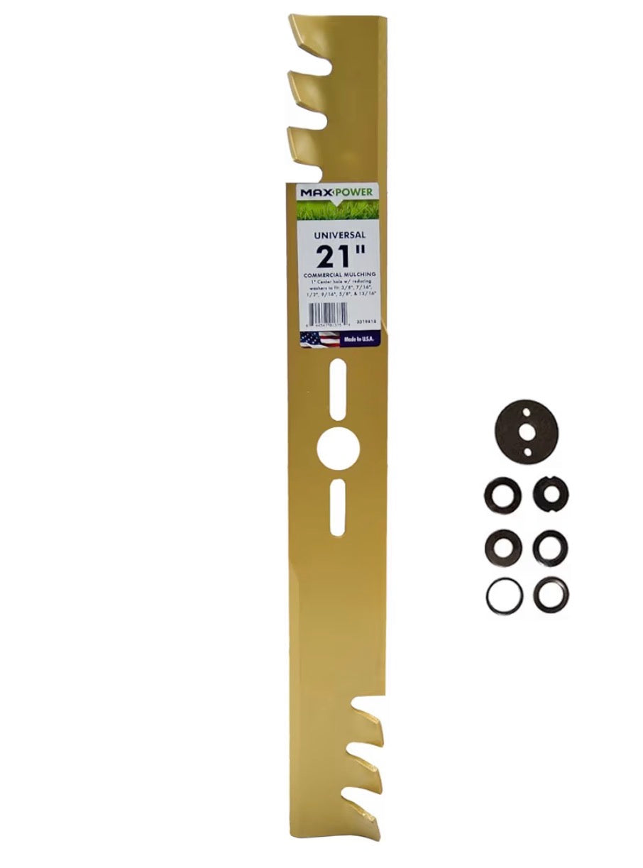 Maxpower 331981B 21-Inch Universal Gold Metal Mulching Lawn Mower Blade