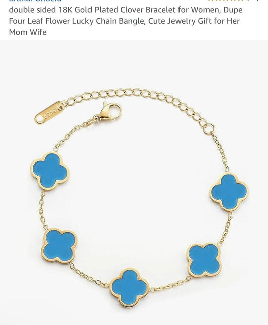 18k gold plated clover bracelet double sided