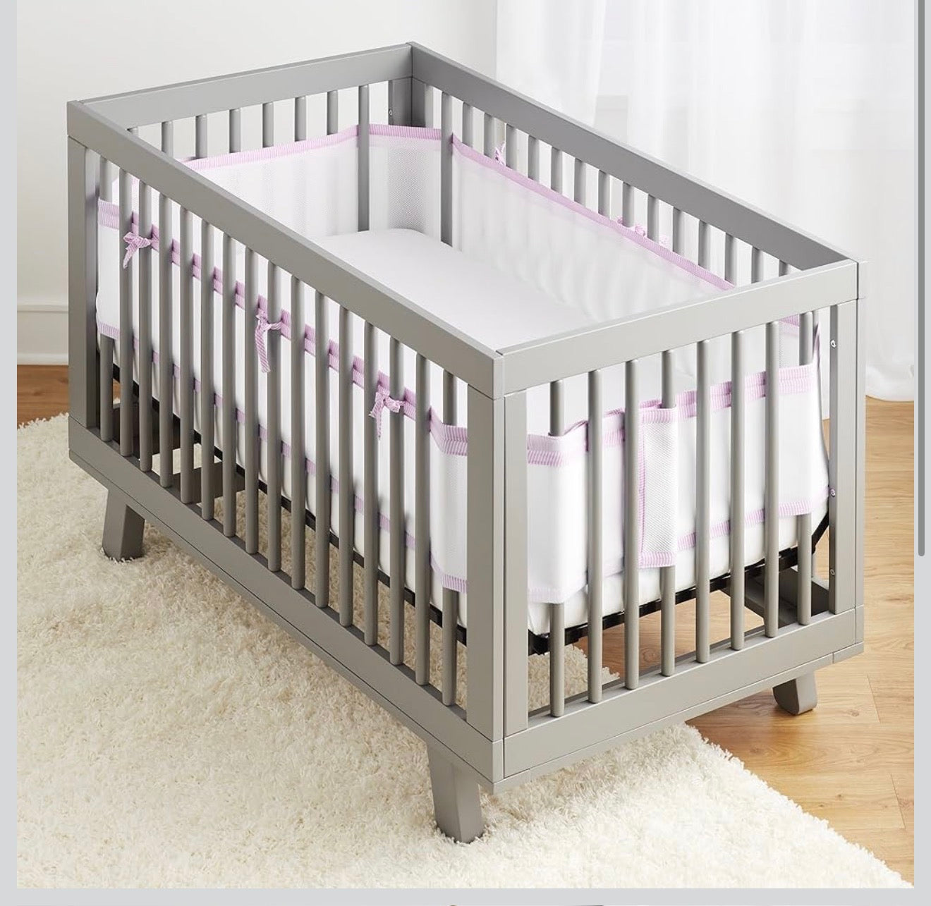 BREATHABLE MESH CRIB LINER PINK