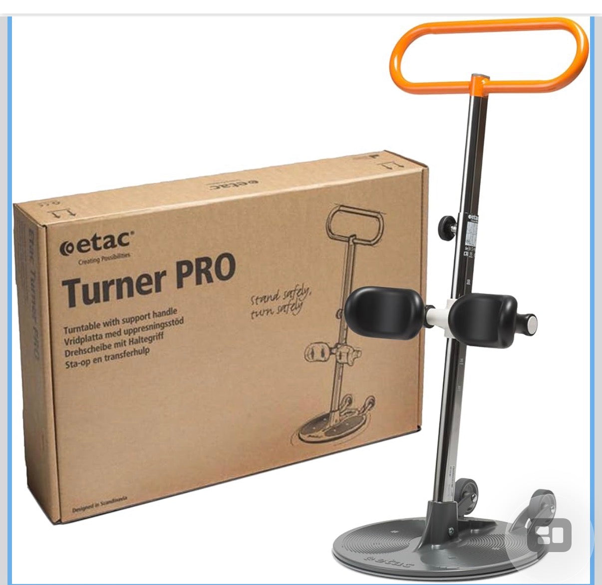 Etac Turner PRO Patient Transfer Aid - Sit to Stand Lift for Elderly with High Safe Working Load (440 lbs) - Patient Lift and Mobility Assist for Safer Transfers with Platform Disc & Anti-Slip Bottom