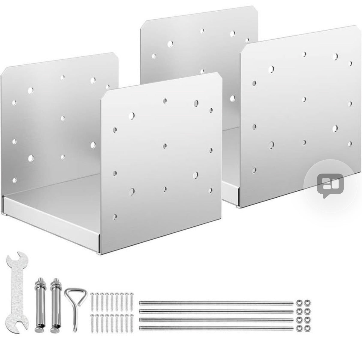 2pc 8x8 Stainless Steel Adjustable Post Bases