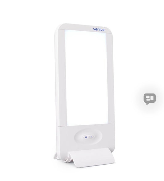 Verilux HappyLight Full-Size - UV-Free Therapy Lamp, Bright White Light with 10,000 Lux, Adjustable Brightness, 2 Interchangeable Lenses, Detachable Stand, and Wall Mountable