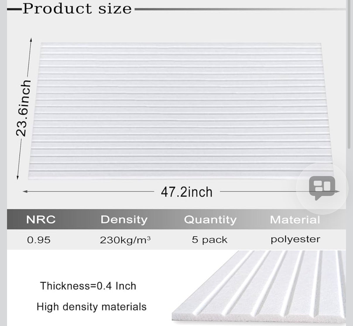 Large Acoustic Panels, 48"X24"X0.4" Sound Proof Foam Panels for Walls, Sound Dampening Panels, Soundproof Wall Panels for Home Studio&Office Decor. (White, 5 Pack)
