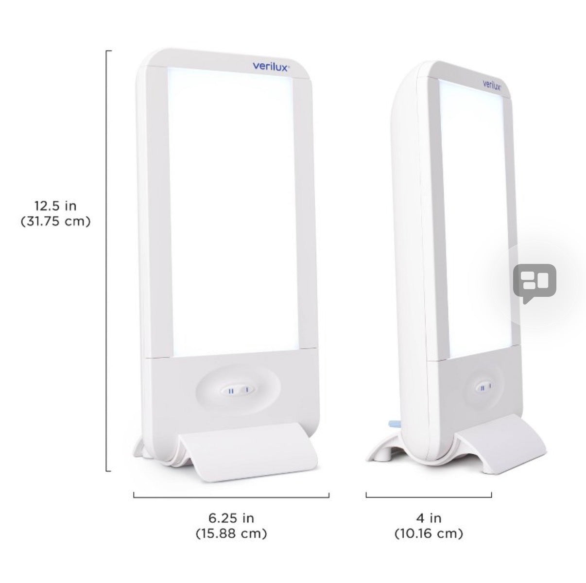 Verilux HappyLight Full-Size - UV-Free Therapy Lamp, Bright White Light with 10,000 Lux, Adjustable Brightness, 2 Interchangeable Lenses, Detachable Stand, and Wall Mountable