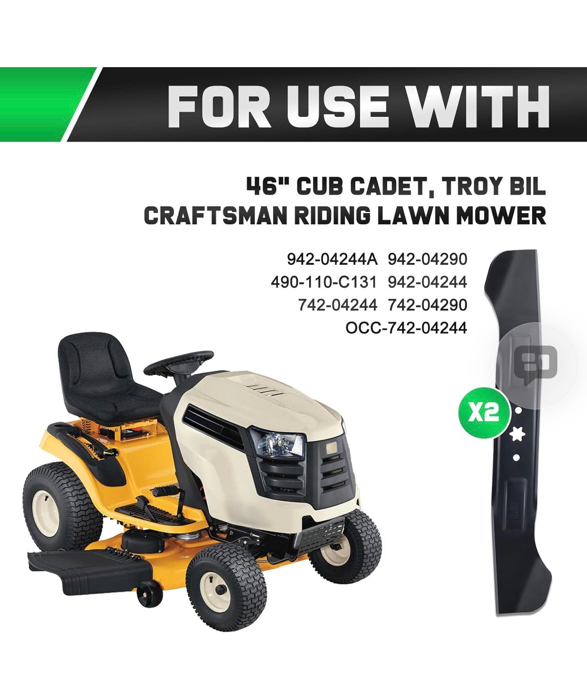 #b3.        942-04244A Blades with 6-Star Mounting Pattern for Cub Cadet Enduro XT1-46 XT2-46 ZT1-46 LT46 LX46 LTX1045 LTX1046 RZT46 46 inch Zero Turn Lawn Tractor Mower Replace 942-04290 High-Lift