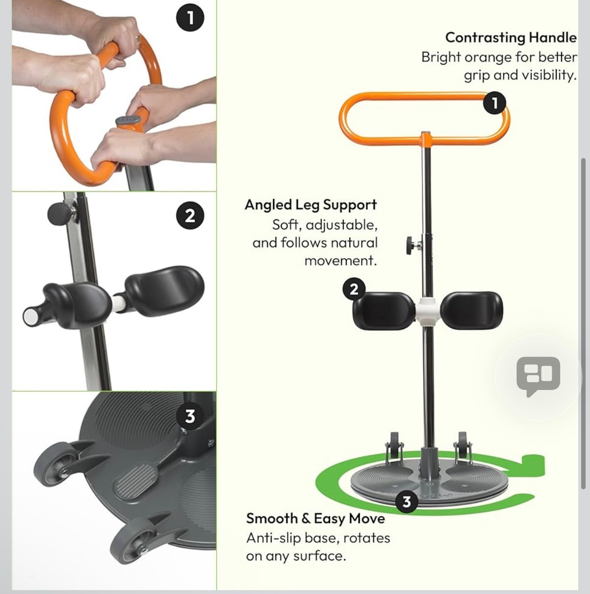 Etac Turner PRO Patient Transfer Aid - Sit to Stand Lift for Elderly with High Safe Working Load (440 lbs) - Patient Lift and Mobility Assist for Safer Transfers with Platform Disc & Anti-Slip Bottom