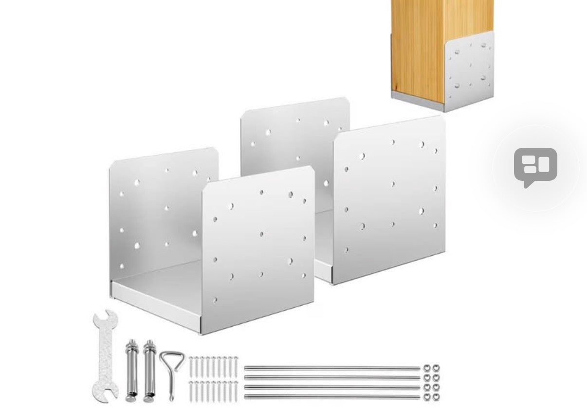 2pc 8x8 Stainless Steel Adjustable Post Bases