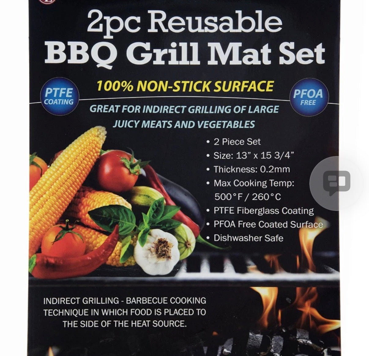 2 Pack of BBQ Grill Non Stick Cooking Mat Vegetables Camping Survival Stove
