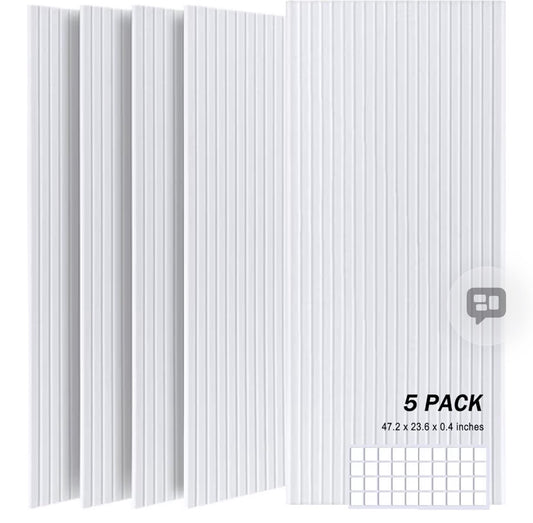 Large Acoustic Panels, 48"X24"X0.4" Sound Proof Foam Panels for Walls, Sound Dampening Panels, Soundproof Wall Panels for Home Studio&Office Decor. (White, 5 Pack)