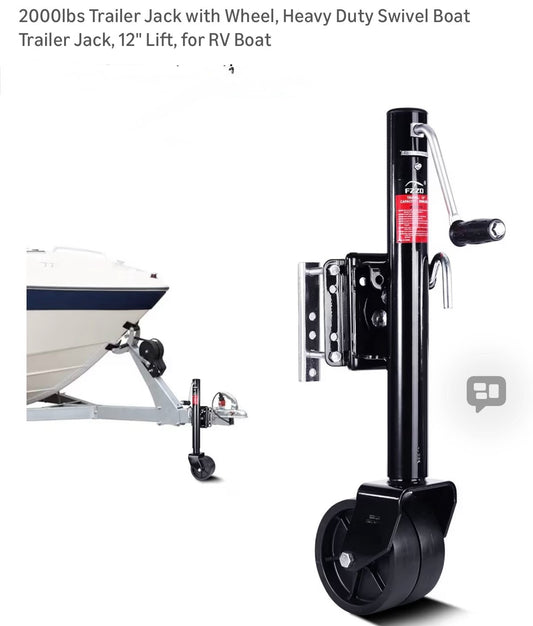 2000lbs Trailer Jack with Wheel, Heavy Duty Swivel Boat Trailer Jack, 12" Lift, for RV Boat