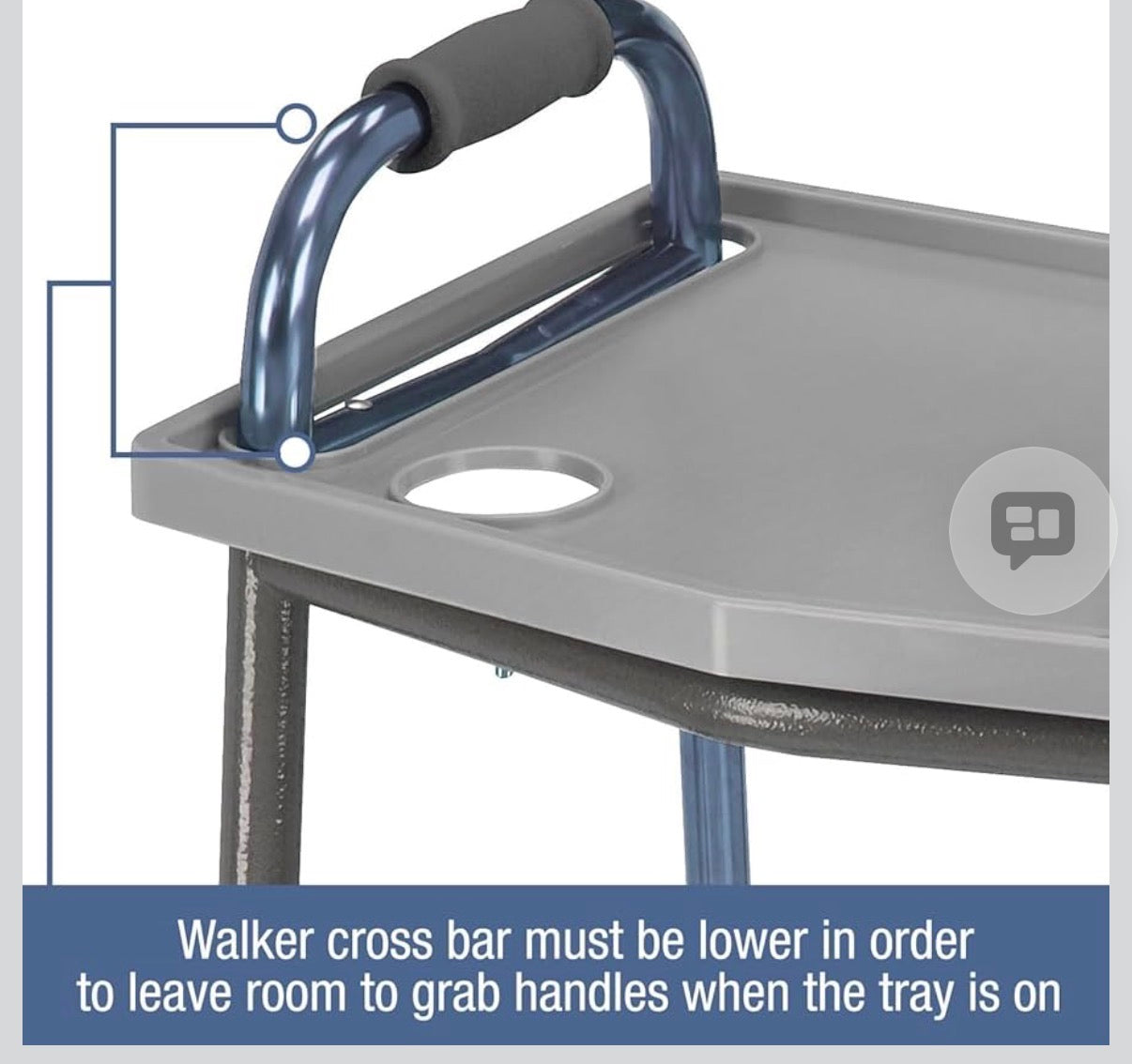 DMI Walker Tray With Cup Holders, Walker Tray For Folding Walkers, Mobility Accessory for Seniors, Tray Table for Standard Walkers, Multipurpose and Portable, Gray