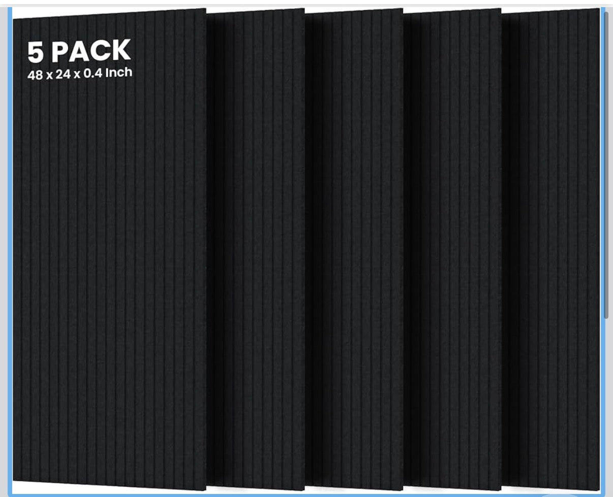 5 Pack Acoustic Panels, 48 x 24x 0.4 Inch Sound Proof Panels for Walls, Premium Wall Sound Absorbing Panels, Decorative Sound Dampening Panels for Media Room, Office and