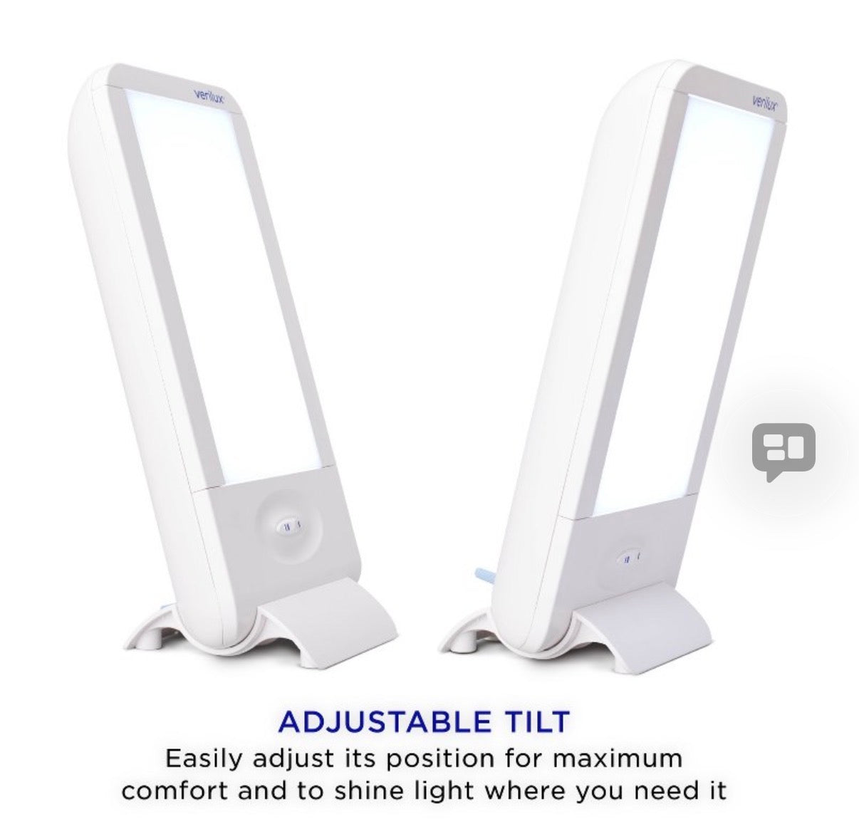 Verilux HappyLight Full-Size - UV-Free Therapy Lamp, Bright White Light with 10,000 Lux, Adjustable Brightness, 2 Interchangeable Lenses, Detachable Stand, and Wall Mountable