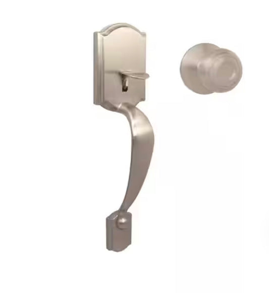 Castle Satin Nickel Entrance Door Handleset with Hartford Interior Knob