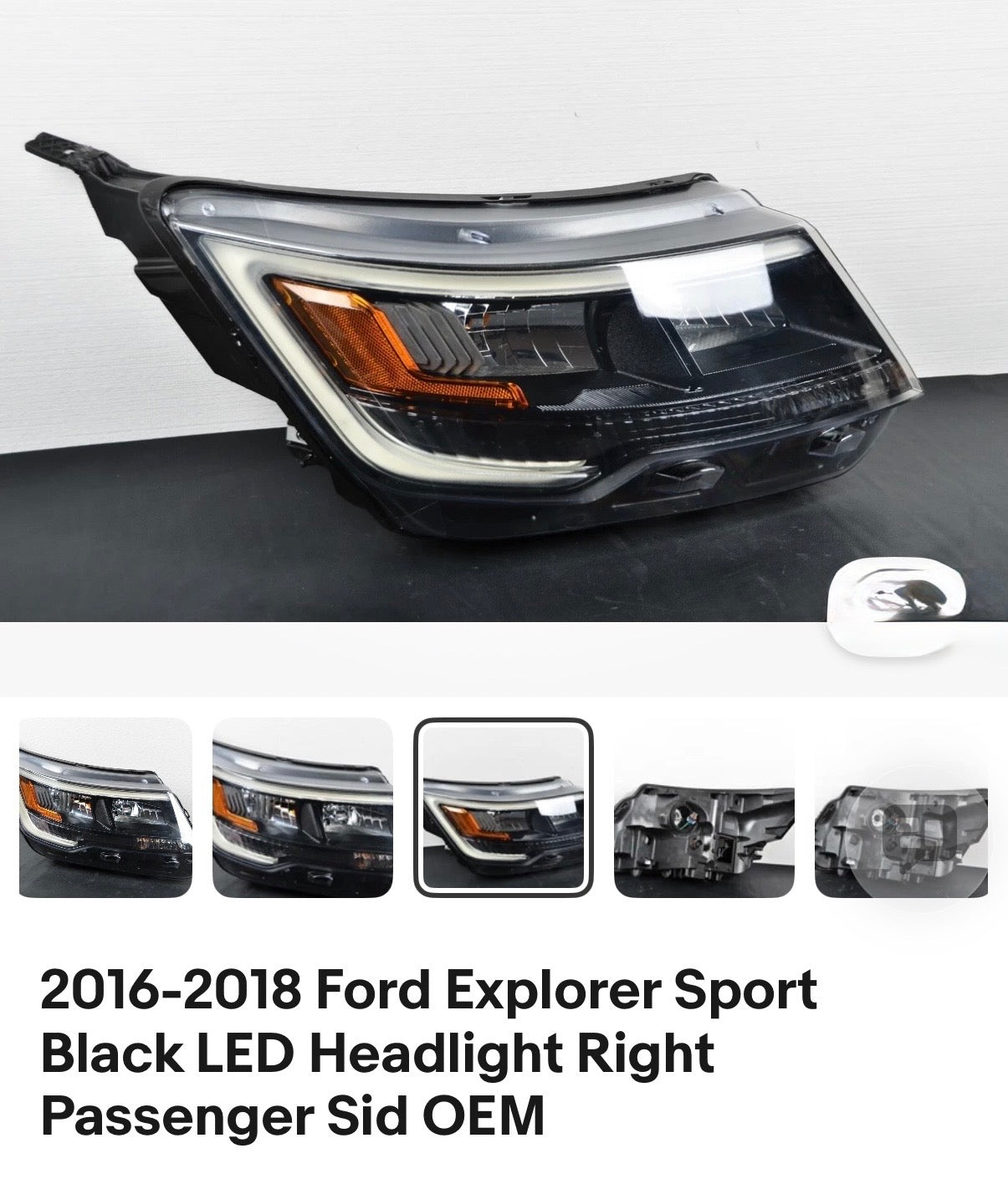 2016-2018 Ford Explorer Sport Black LED Headlight Right Passenger Sid OEM