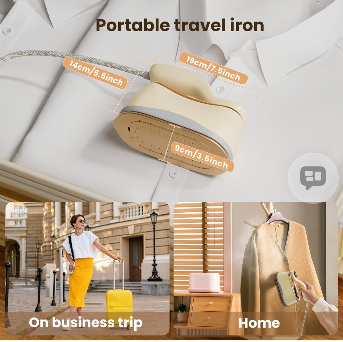 Portable Clothes Steamer 175x80mm Ceramic Glaze Panel Iron LCD 220ml Water Tank 1200W&15s Fast Heat Up 4-speed Steamer for Clothes of all Fabrics Dry&Wet Iron for Home Travel Business Trip