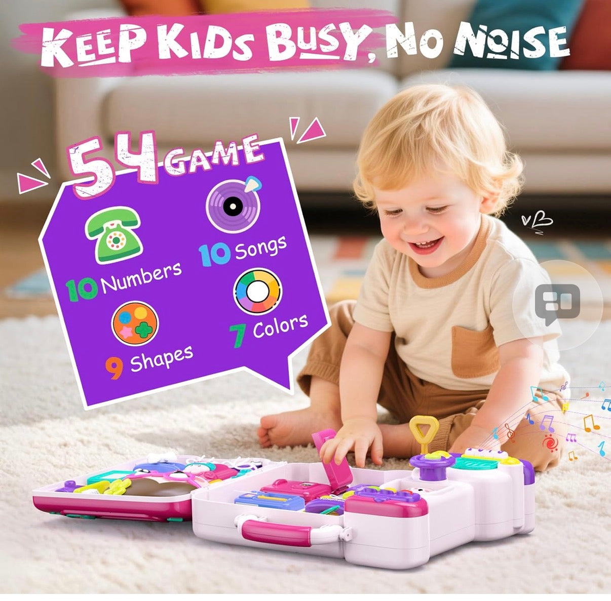 54-in-1 English & Spanish Busy Board Montessori Toys Gift for 1 2 Year Old Girls, Educational Montessori Learning Toys for 1 Year Old, Christmas Toys Gifts for 1 2 Year Old Girl, 1 Year Old Gift Toy