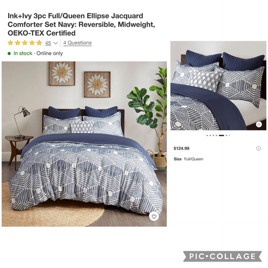 INK + IVT 3PC DUVET FULL/QUEEN REVERSIBLE
