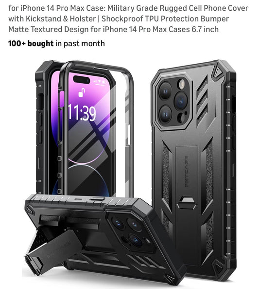 IPHONE 14 PRO MAX PHONE CASE MILITARY GRADE BLACK