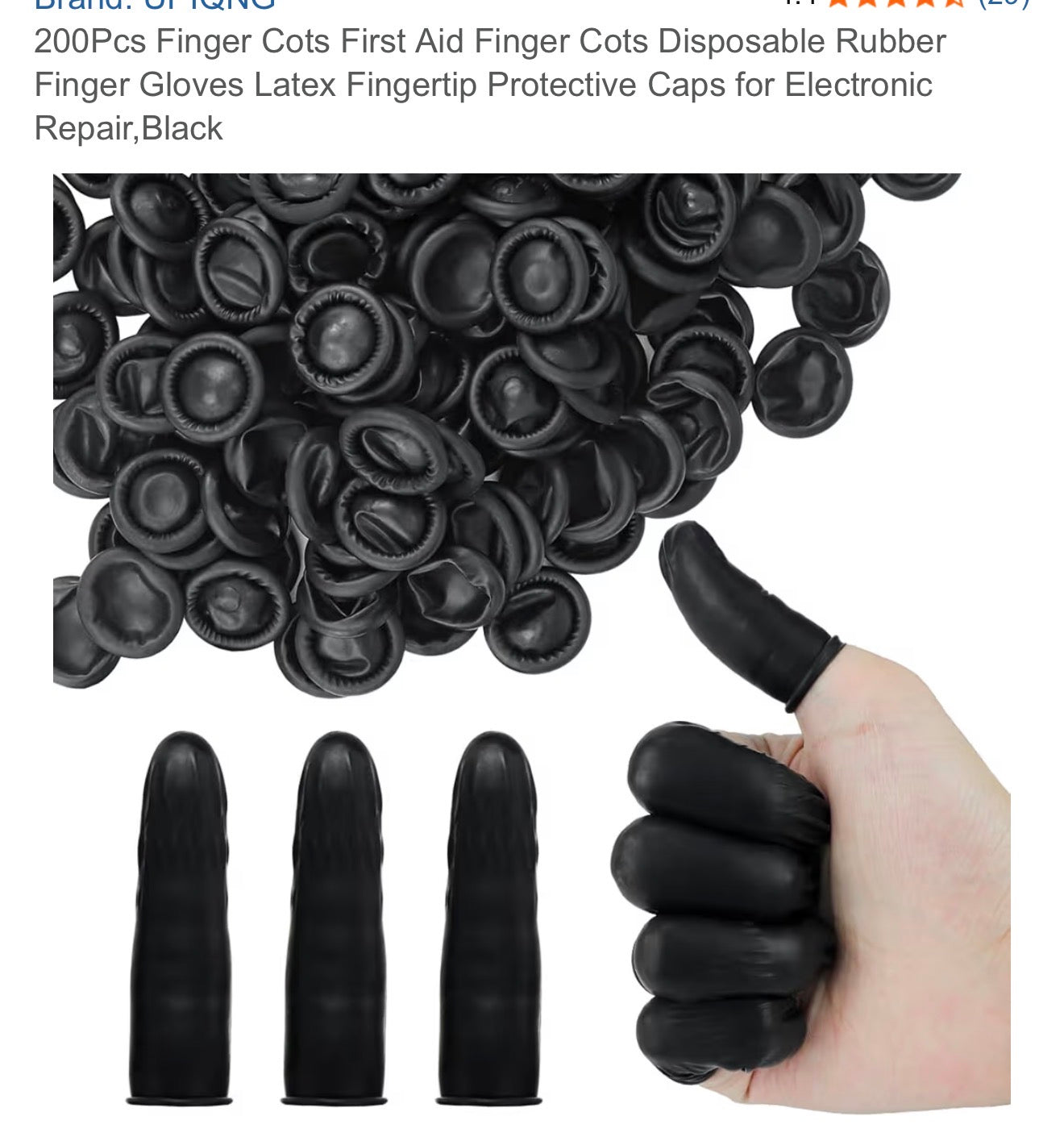 200 PC FINGER COTS BLACK DISPOSABLE