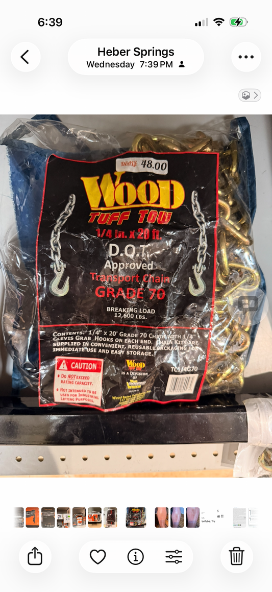 Wood Tuff Tow Transport Chain