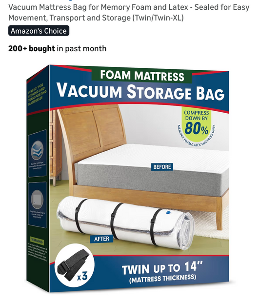 VACUUM STORAGE BAG FOR TWIN MATTRESS
