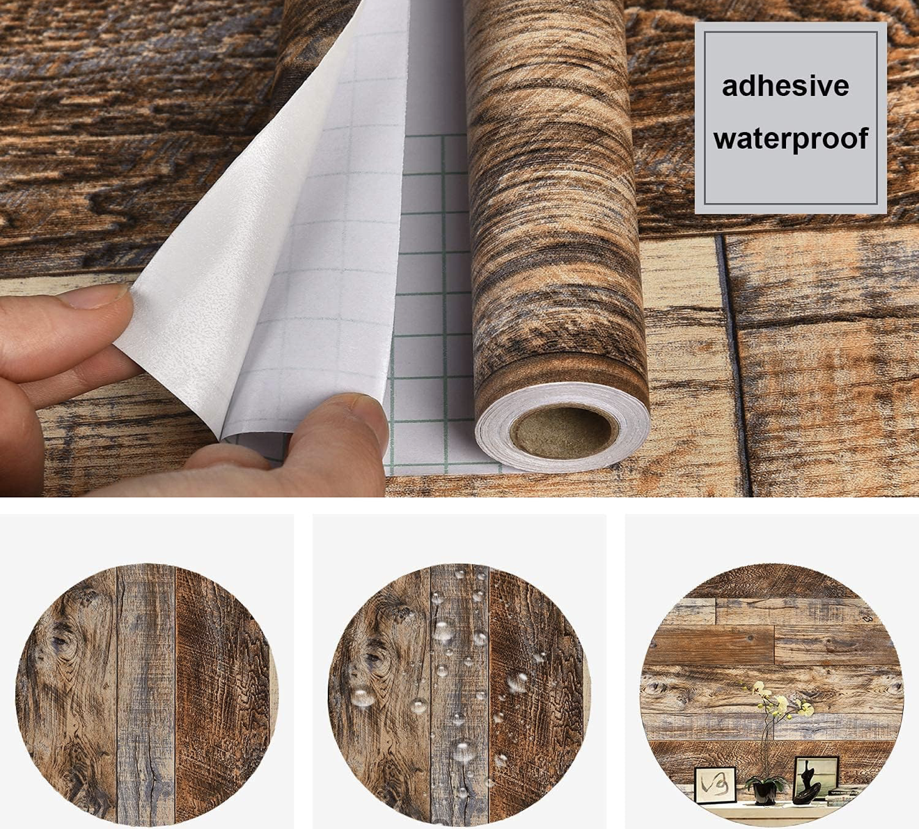 17.71"X118" PEEL AND STICK WOOD WALLPAPER SHIPLAP