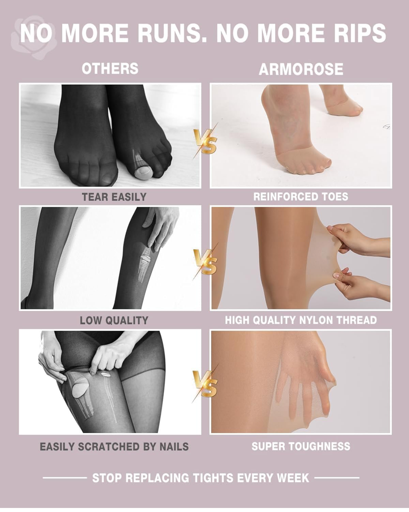 RIP RESISTANT PANTY HOSE  UNDESTRUCTABLE TAN HIGH WAIST