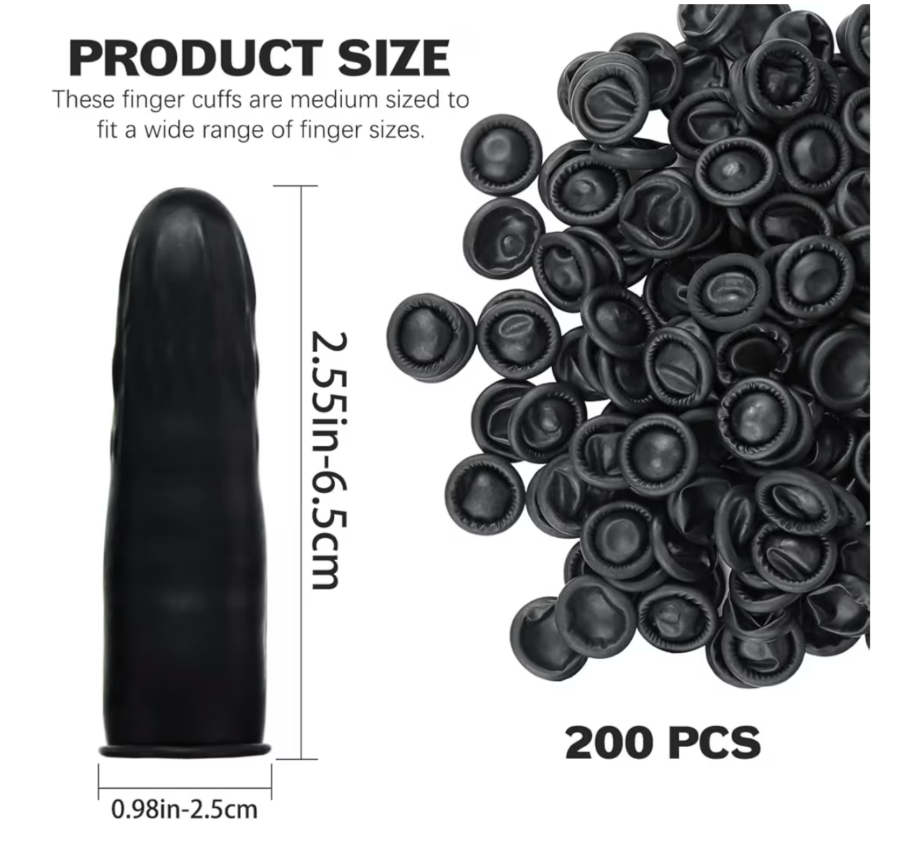 200 PC FINGER COTS BLACK DISPOSABLE