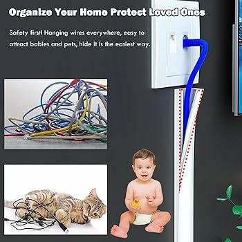 Cable Management Kit 16 ft, Hide and Organize Wires - White